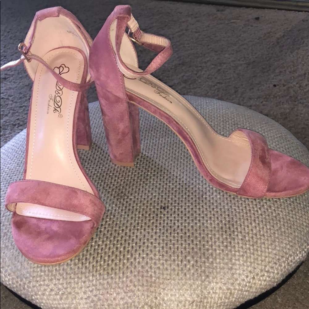 Pink Suede Heels -size 10